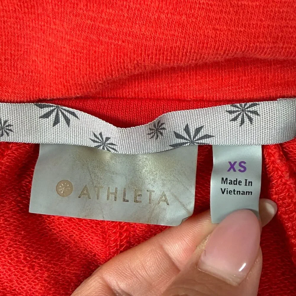 Athleta Hoodie XS Orange Full Zip Thumbhole Jacket Yoga Running Athletic Active - Picture 5 of 13